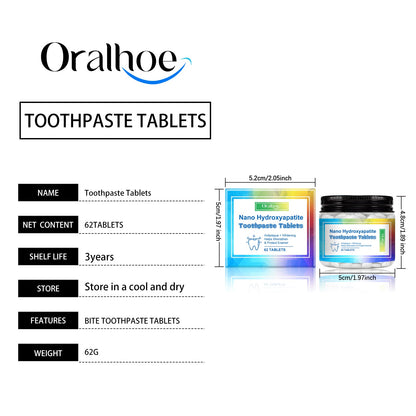 Oralhoe Mint toothpaste tablets Portable cleaning toothpaste tablets for fresh breath, stain removal, and odor elimination
