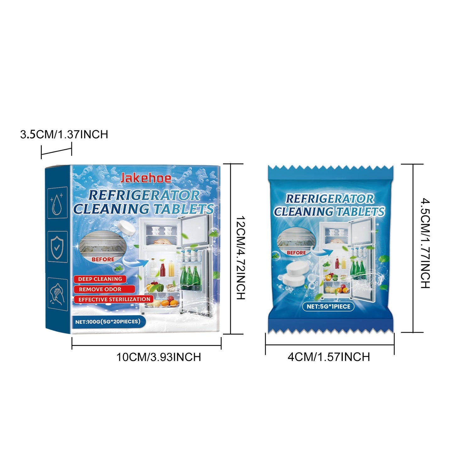 Jakehoe Refrigerator cleaning tablets Refrigerator, microwave, oven degreasing and deodorizing multi-purpose cleaning tablets