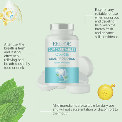 EELHOE Probiotic Oral Rinse Tablets Solid toothpaste tablets, portable mouthwash tablets, portable cleaning and stain removal for teeth