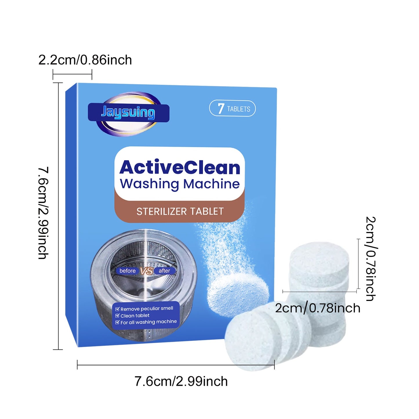 Jaysuing Washing machine cleaning tablets Automatic drum-type cleaning tablets for washing machine tanks to remove dirt and odors