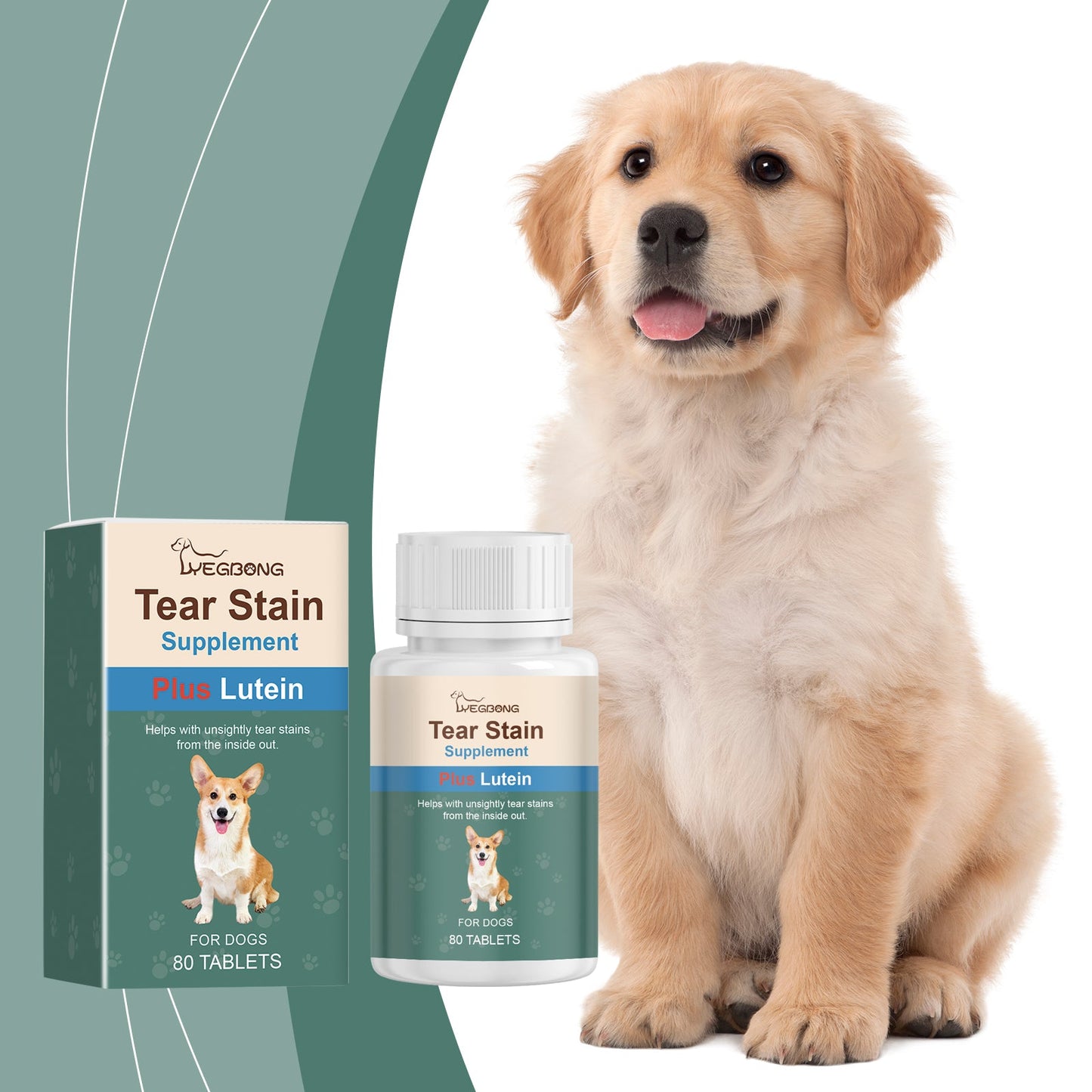 Yegbong Tear stain tablets for dogs Gentle cleaning tablets for pet dogs' tear stains and eye dirt