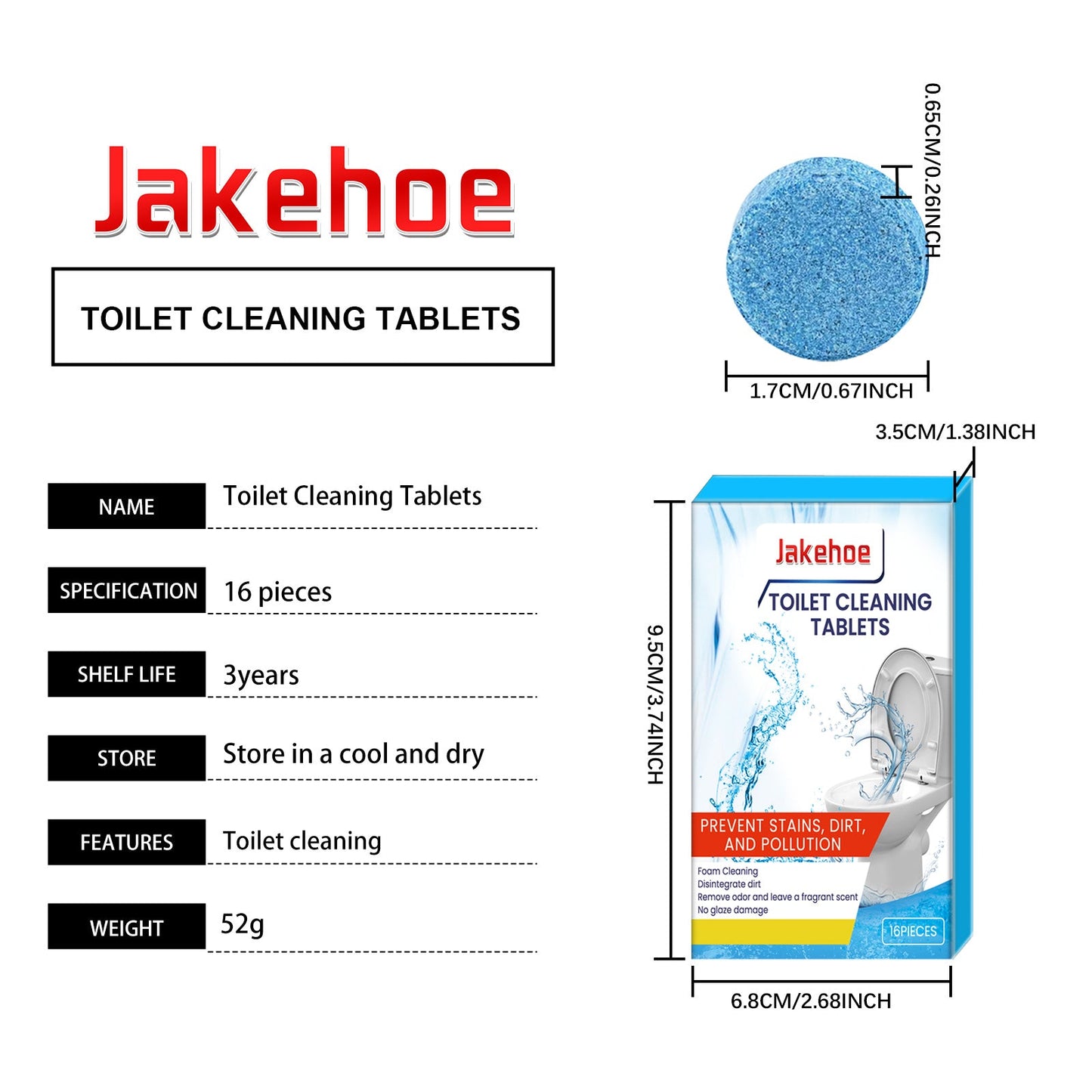 Jakehoe Toilet cleaning tablets Bathroom Toilet Deodorizer, Stain Remover, Descaler, Cleaning Bubble Tablets