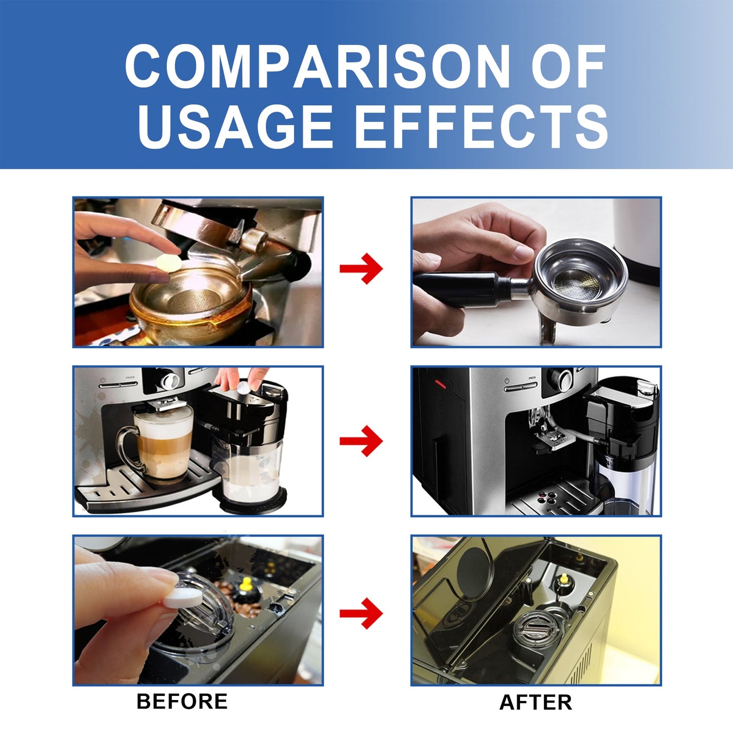 Jakehoe Coffee machine cleaning tablets Coffee machine brewer filter cleaning tablets for stubborn dirt and scale