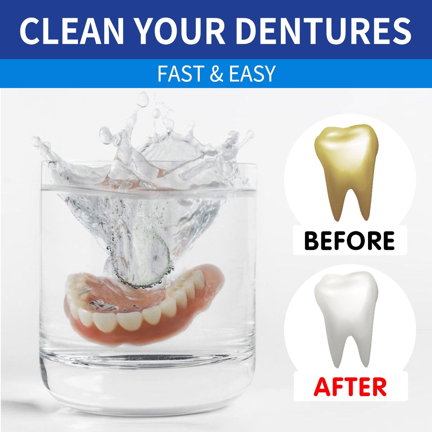 Jaysuing Denture cleaning tablets Whitening Dentures Fresh Breath Oral Care Cleaning Tablets