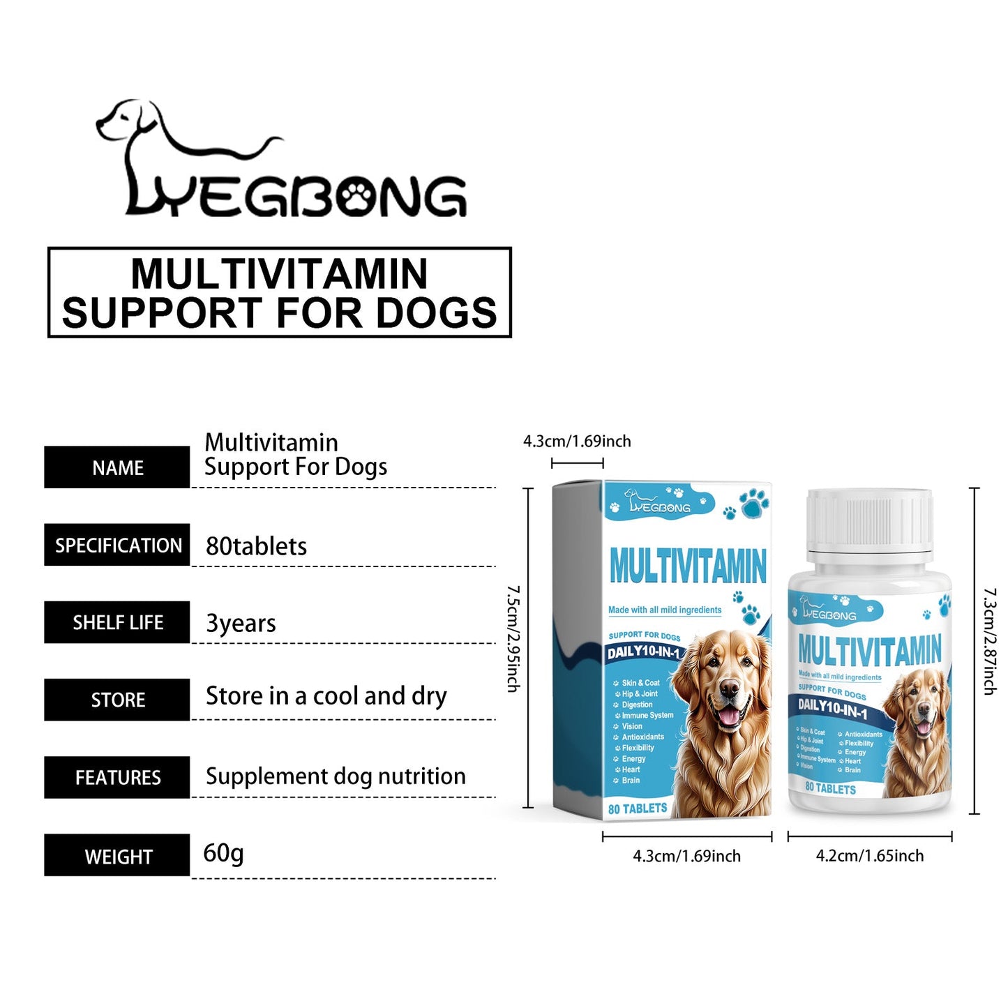 Yegbong Multivitamin tablets for dogs Special nutritional supplements for cats and dogs