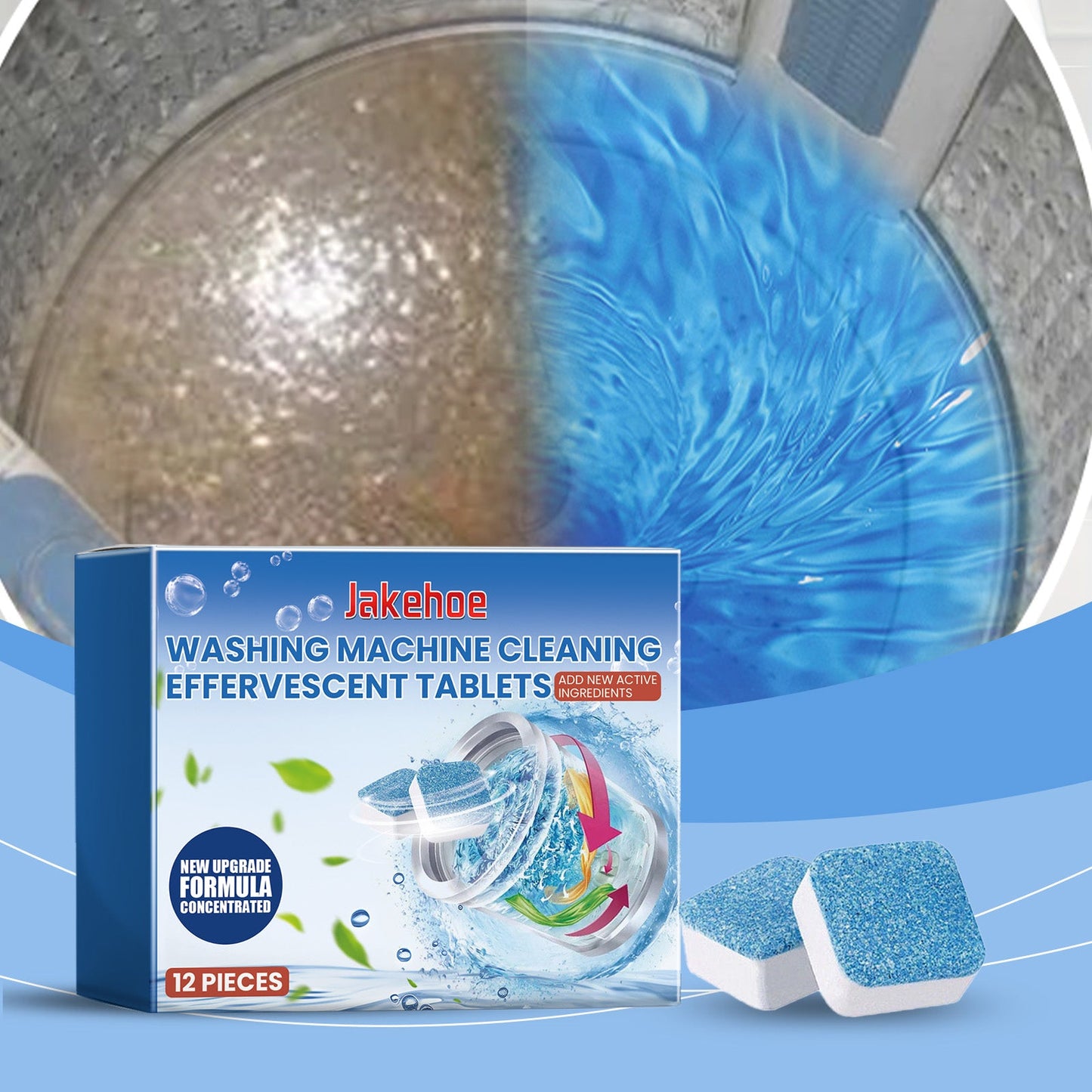 Jakehoe Washing machine cleaning tablets Laundry tub cleaning tablets for removing dirt, odors, and leaving a fresh scent