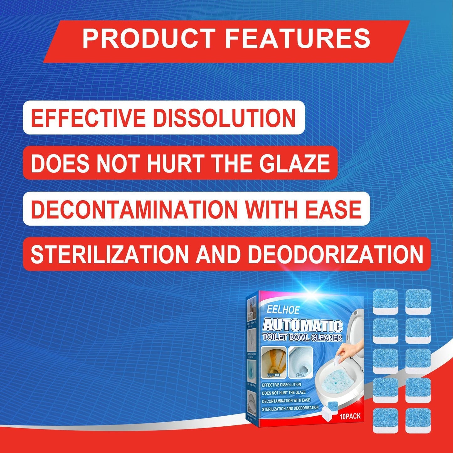 EELHOE Toilet cleaning tablets Toilet cleaning tablets for deodorizing, removing scale and urine stains, and fresh-smelling sink stain remover