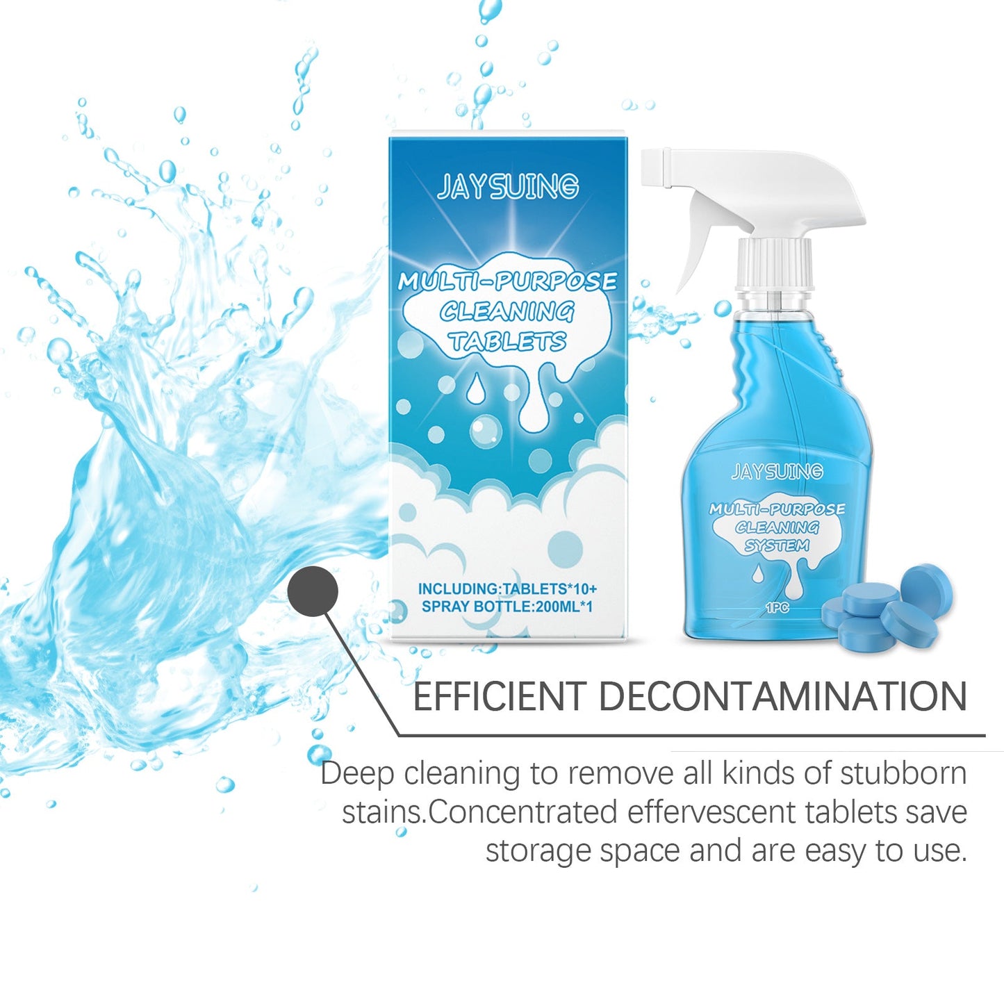 Jaysuing Multi-purpose cleaner Multi-purpose cleaning effervescent tablets, gentle cleaner for removing dirt, grease, and odors