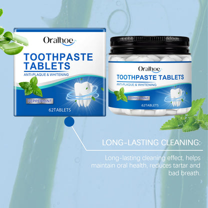 Oralhoe Mint toothpaste tablets Cleans yellow stains on teeth, freshens breath, convenient oral care, brightening mint toothpaste tablets