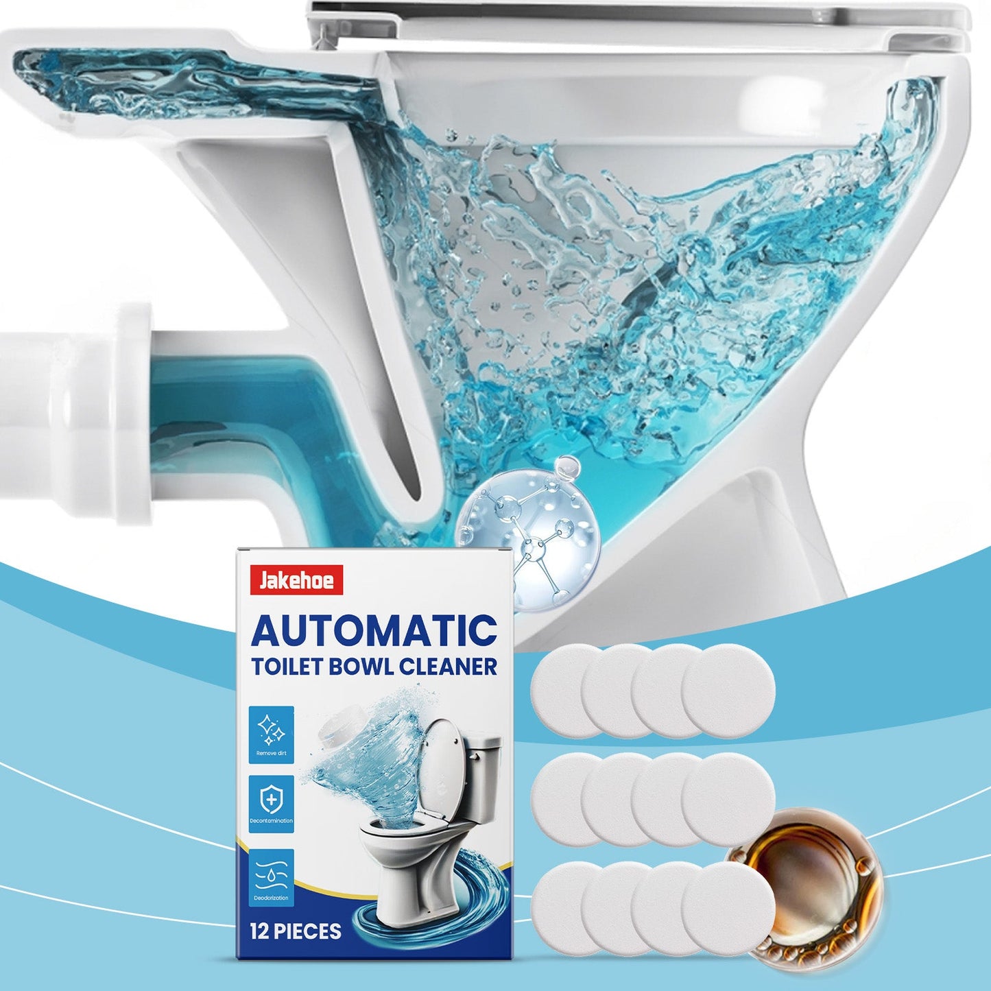 Jakehoe Toilet Cleaner Tablets Descaling and urine stain remover, toilet cleaner, deodorizing toilet decontamination effervescent tablets