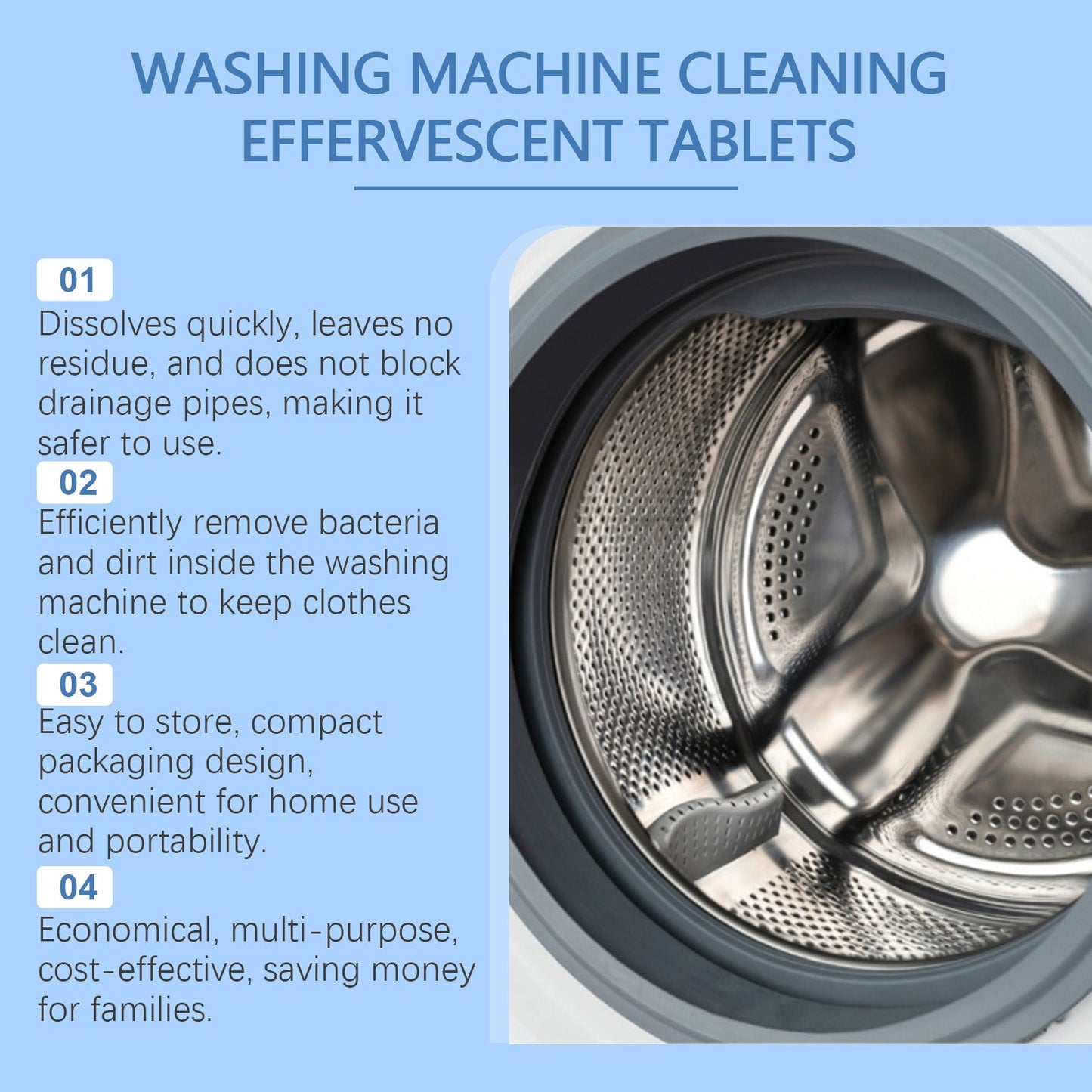 Jakehoe Washing machine cleaning tablets Laundry tub cleaning tablets for removing dirt, odors, and leaving a fresh scent