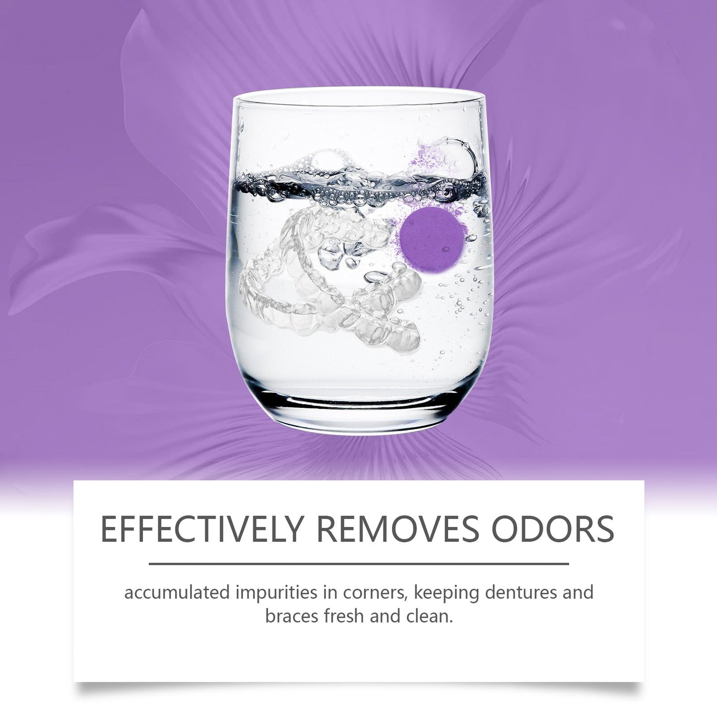 Oralhoe Purple Denture Retainer Cleaning Tablets Cleans stains, dental plaque buildup, and braces odor with cleaning tablets