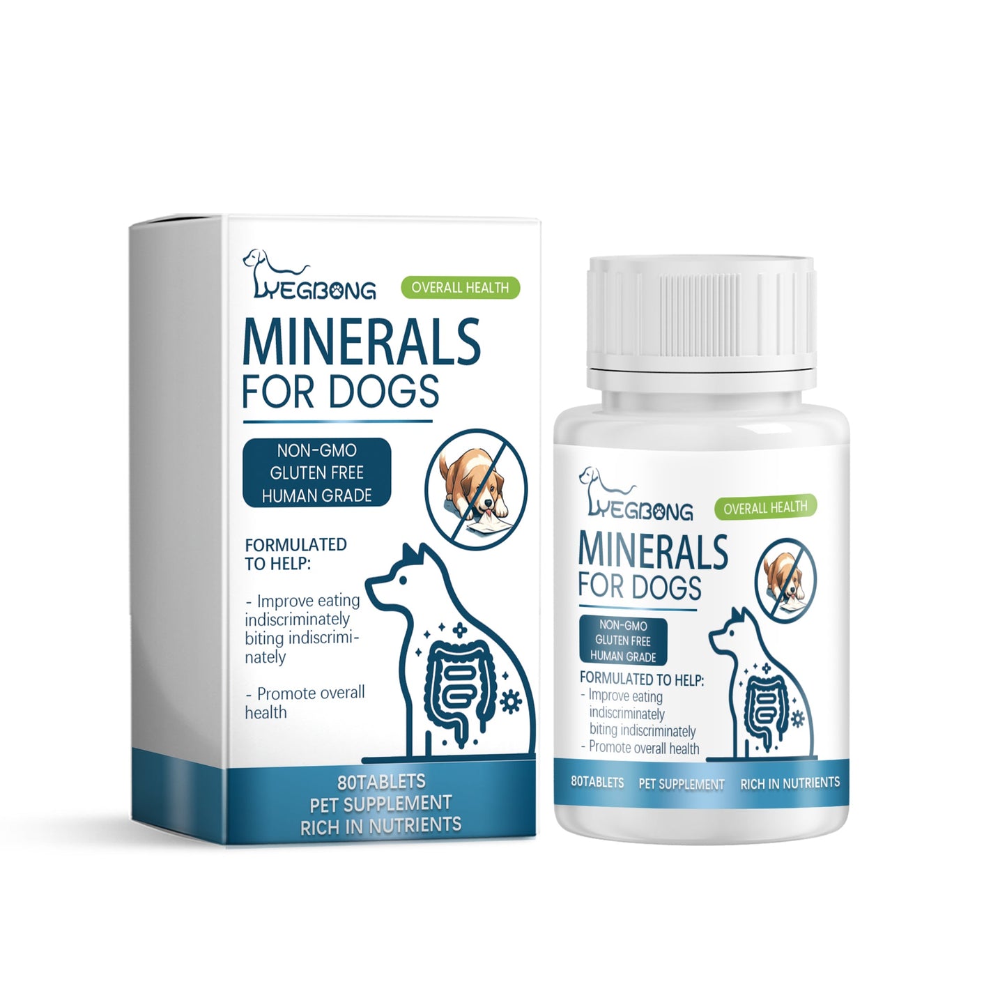 Yegbong Trace element tablets for dogs Supports nerve function and promotes overall health by supplementing calcium and magnesium