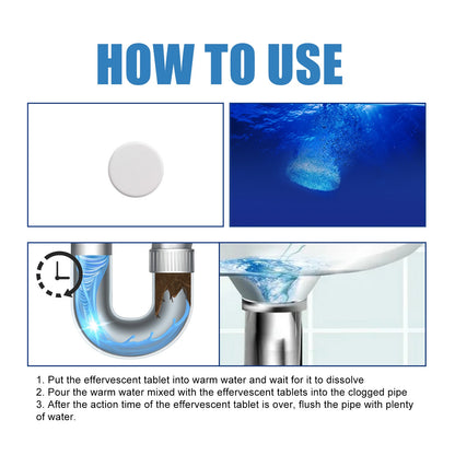 Jakehoe Drain Cleaner Effervescent Tablets Toilet drain unclogging, deodorizing, anti-clogging, dissolving cleaning tablets