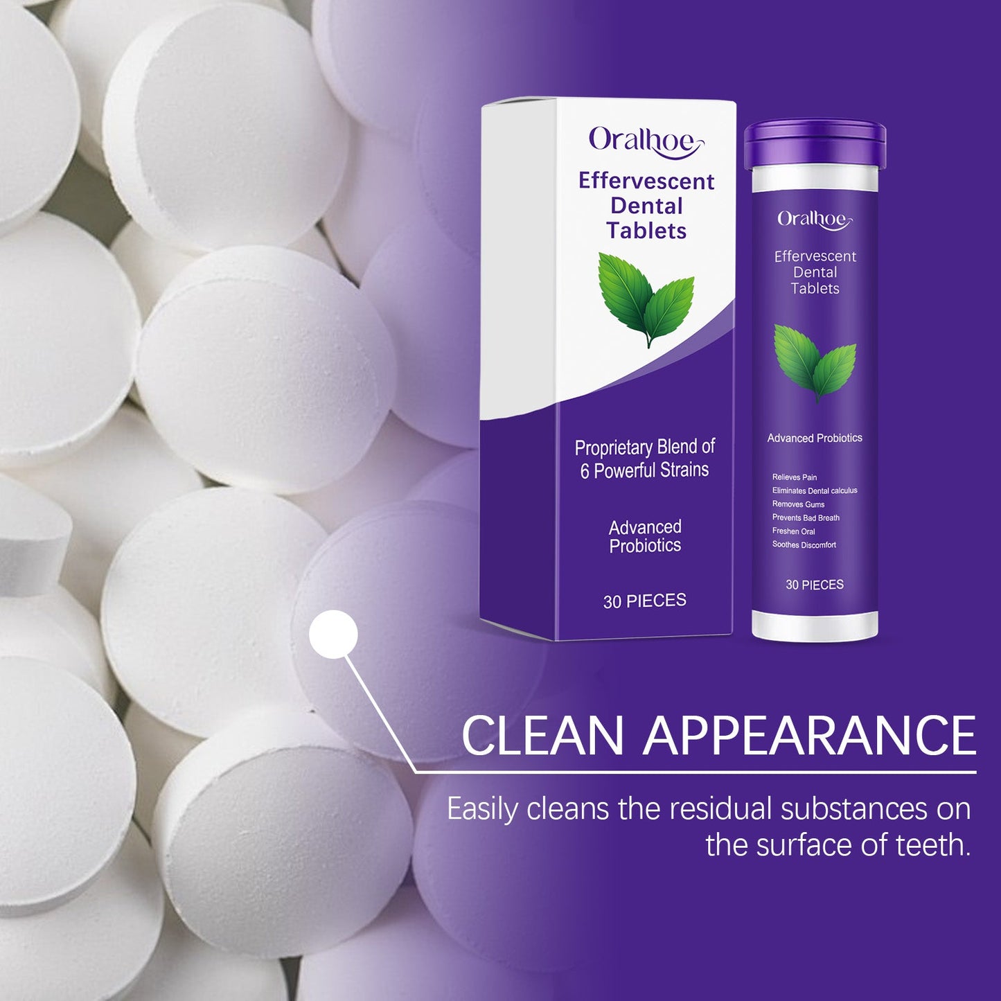 Oralhoe Fresh Breath Toothpaste Tablets Gentle gum protection dental tablets freshen breath, clean the mouth, and polish teeth