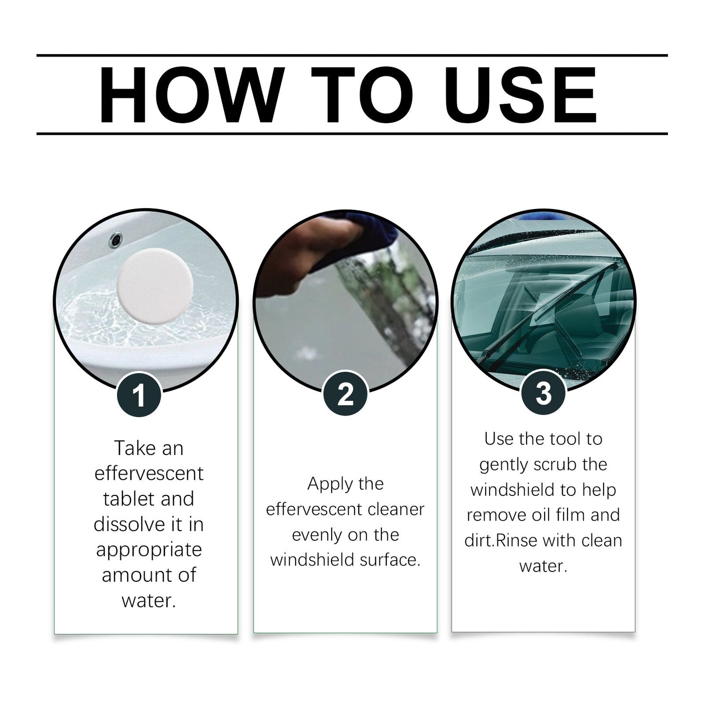 Homonth Car windshield oil film effervescent tablets Windshield oil film stain cleaning effervescent tablets