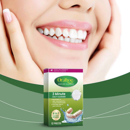 Oralhoe Denture cleaning tablets Hygiene care, cleaning of dental plaque and stains, braces, dentures, dental cleaning tablets