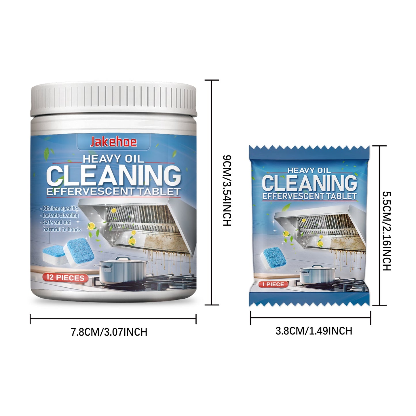 Jakehoe Kitchen cleaning effervescent tablets（Barrel） Multi-purpose cleaning tablets for kitchen grease and range hood cleaning