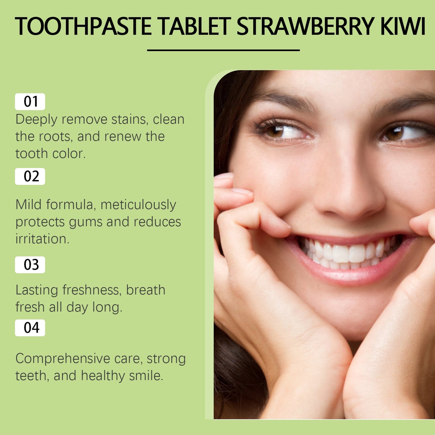 Oralhoe Whitening Toothpaste Tablets Strawberry and kiwi fresh breath toothpaste for cleaning dental plaque and protecting teeth