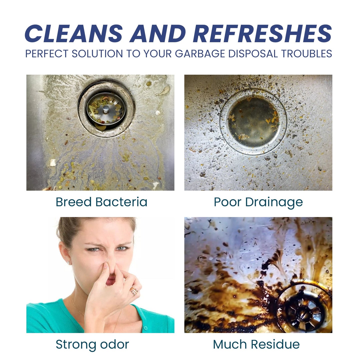 Jue-Fish Sink cleaning tablets Kitchen sink cleaning tablets for removing stains, grease, and unclogging pipes