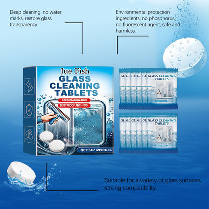 Jue-Fish Glass cleaning effervescent tablets Door and window glass, water stains, dust, and stubborn dirt are cleaned, leaving the mirror surface clear and bright