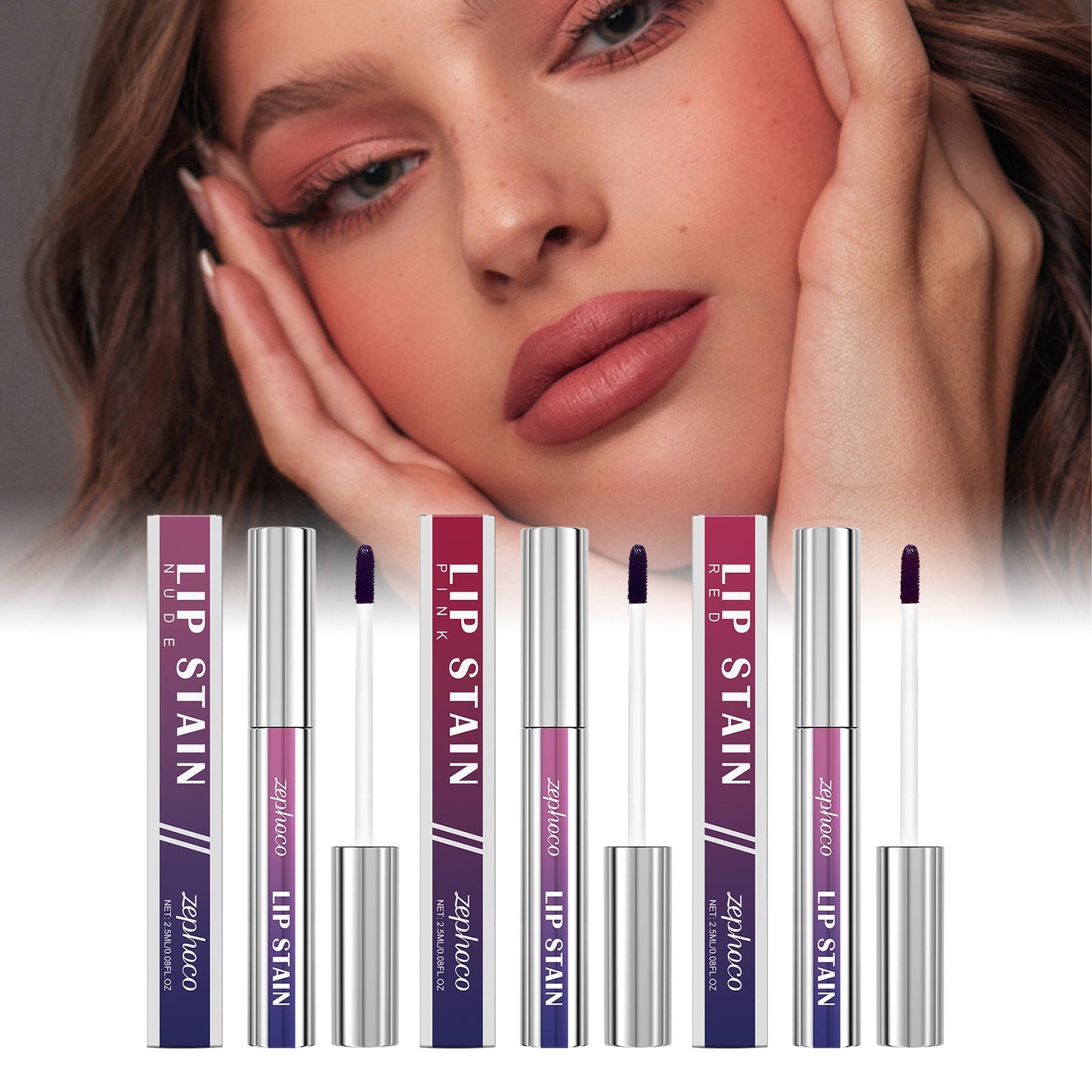 zephoco Matte Peel-Off Lip Glaze Series Nourishing lip care, hydrating and moisturizing, natural and long-lasting color makeup