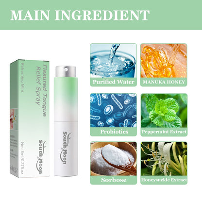 South Moon Cracked Tongue Relief Spray Relieves tongue cracks, freshens breath, and eliminates bad odor oral spray
