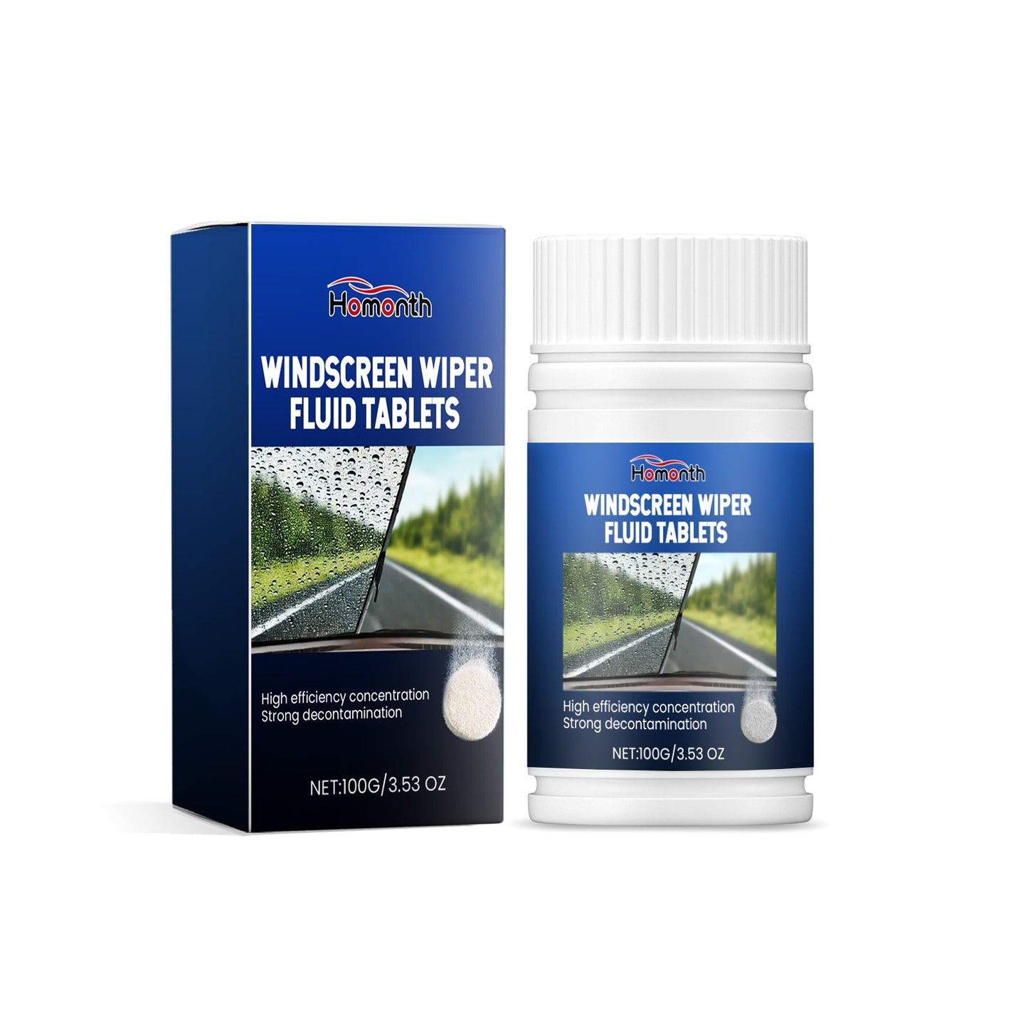 Homonth Car windshield cleaning effervescent tablets Removes stains and oil film, cleans windshield for a clear and bright finish