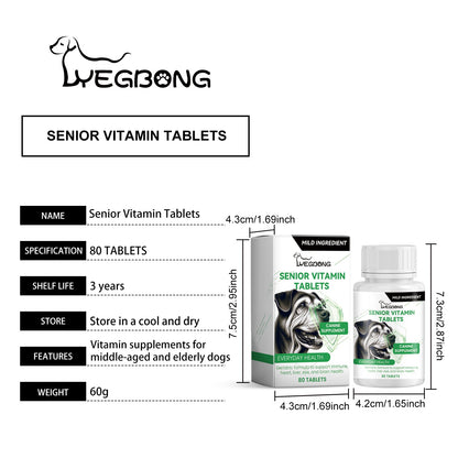 Yegbong Nutritional Vitamin Tablets for Middle-Aged and Elderly Dogs Provides comprehensive nutritional support to promote health and wellness food