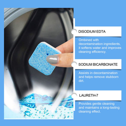 Jaysuing Washing machine stain remover effervescent tablets Washing machine detergent for descaling, stain removal, and odor elimination