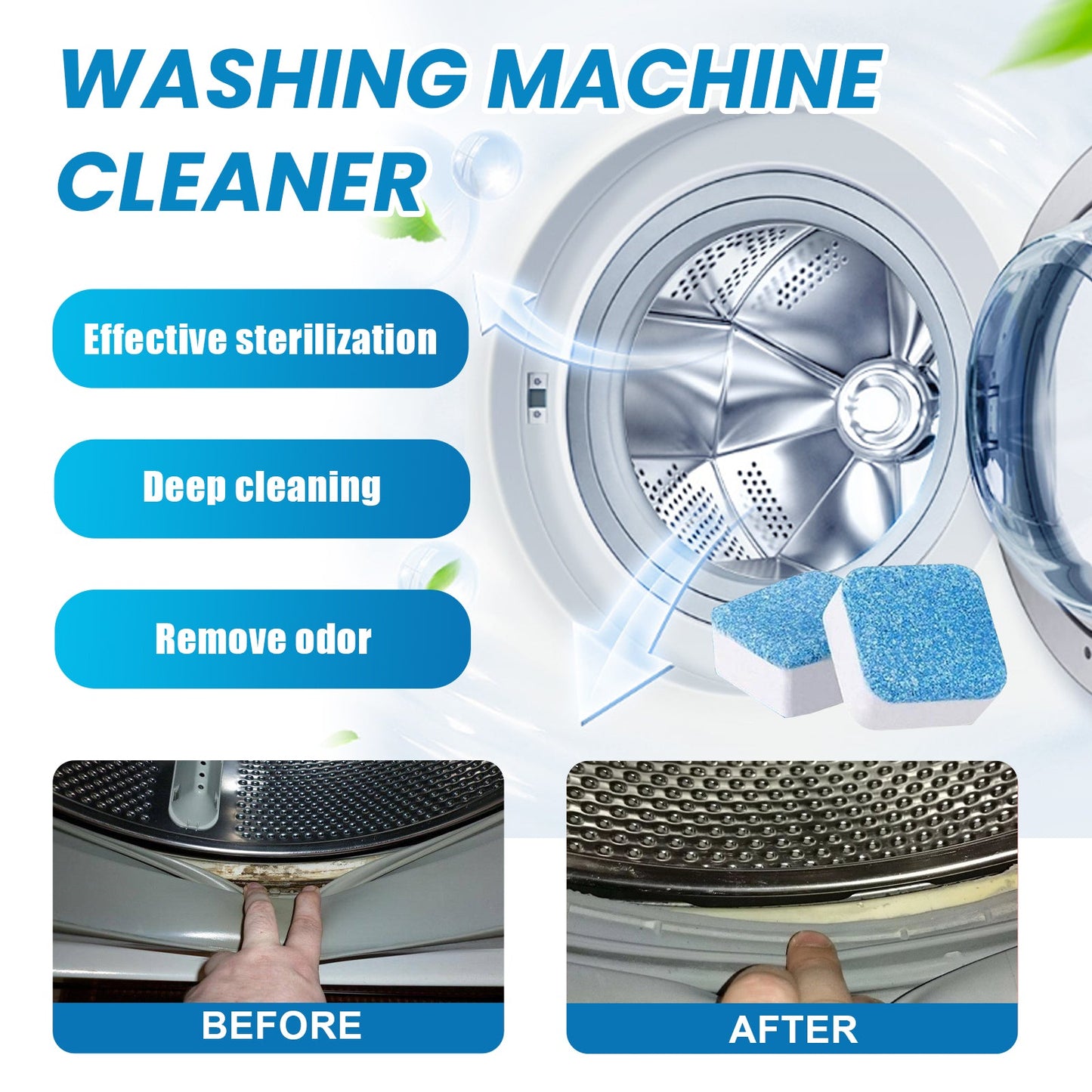 Jaysuing Washing machine cleaning tablets Drum-type pulsator household washing machine tank cleaning removes odors and dirt