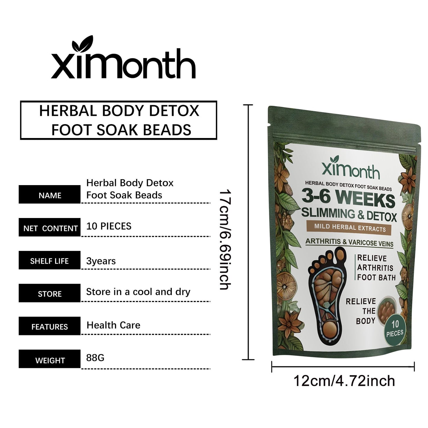 Ximonth Herbal body foot bath beads Gentle moisturizing care for comfortable foot and body care foot soak beads