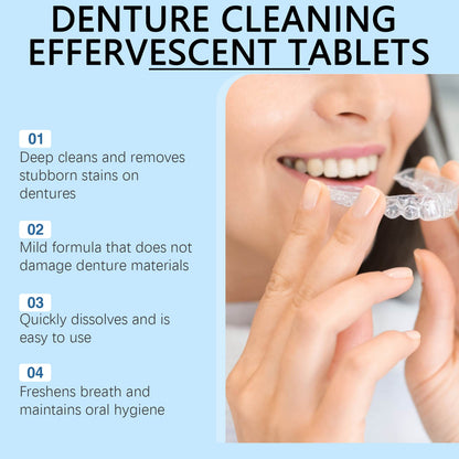 Oralhoe Denture cleaning effervescent tablets Gentle cleaning of denture stains, fresh and clean, daily portable effervescent tablets