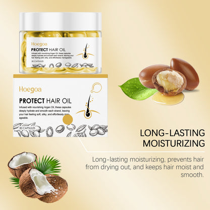 Hoegoa Moroccan hair care essential oil capsules Improves dry and frizzy hair, providing smoothness and moisture with hair care oil