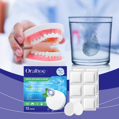 Oralhoe Denture cleaning tablets Oral care, fresh breath, tooth stain removal, braces, denture cleaning tablets, care