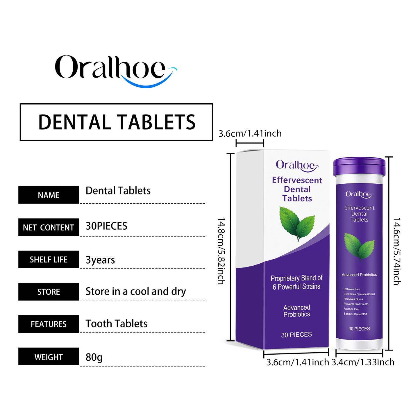 Oralhoe Fresh Breath Toothpaste Tablets Gentle gum protection dental tablets freshen breath, clean the mouth, and polish teeth