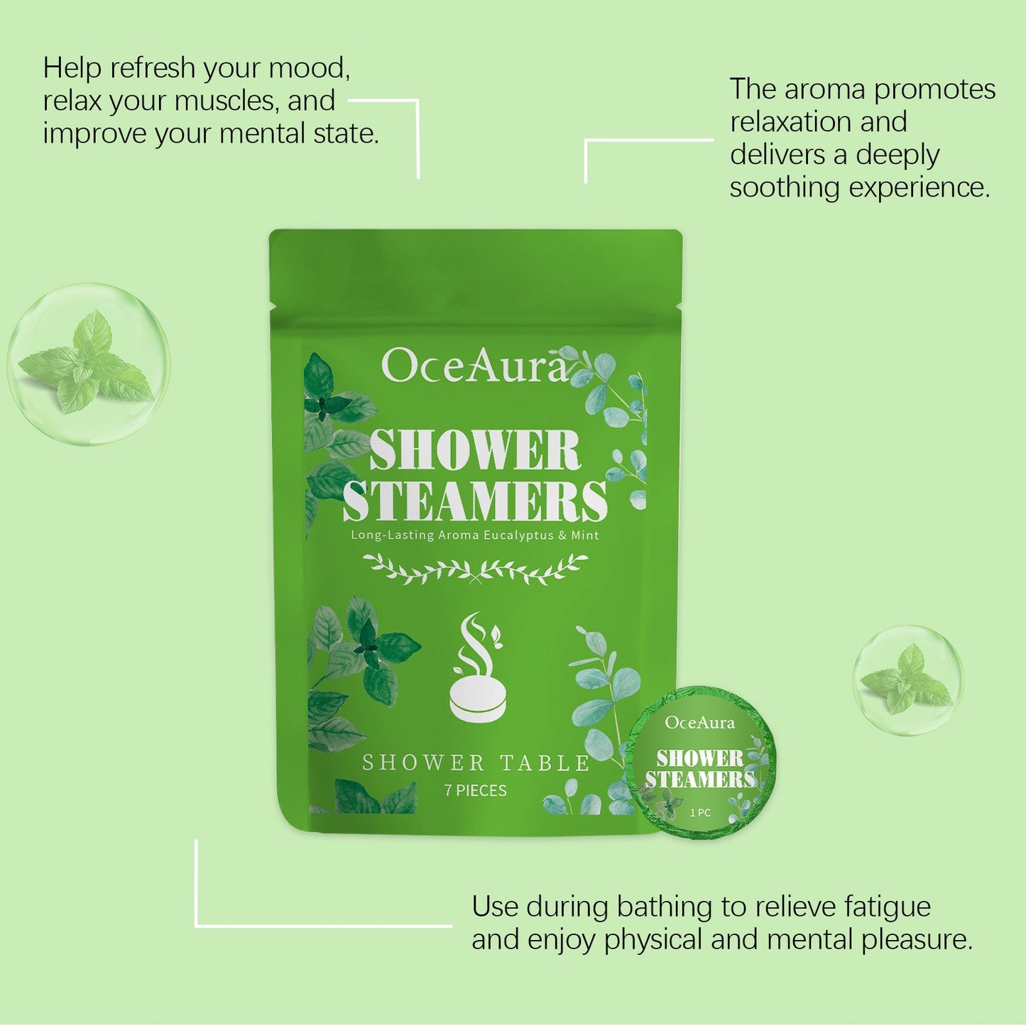 OceAura Mint-scented bath fragrance tablets Gentle cleansing and comfort for the body and skin, alleviating discomfort with aromatherapy tablets