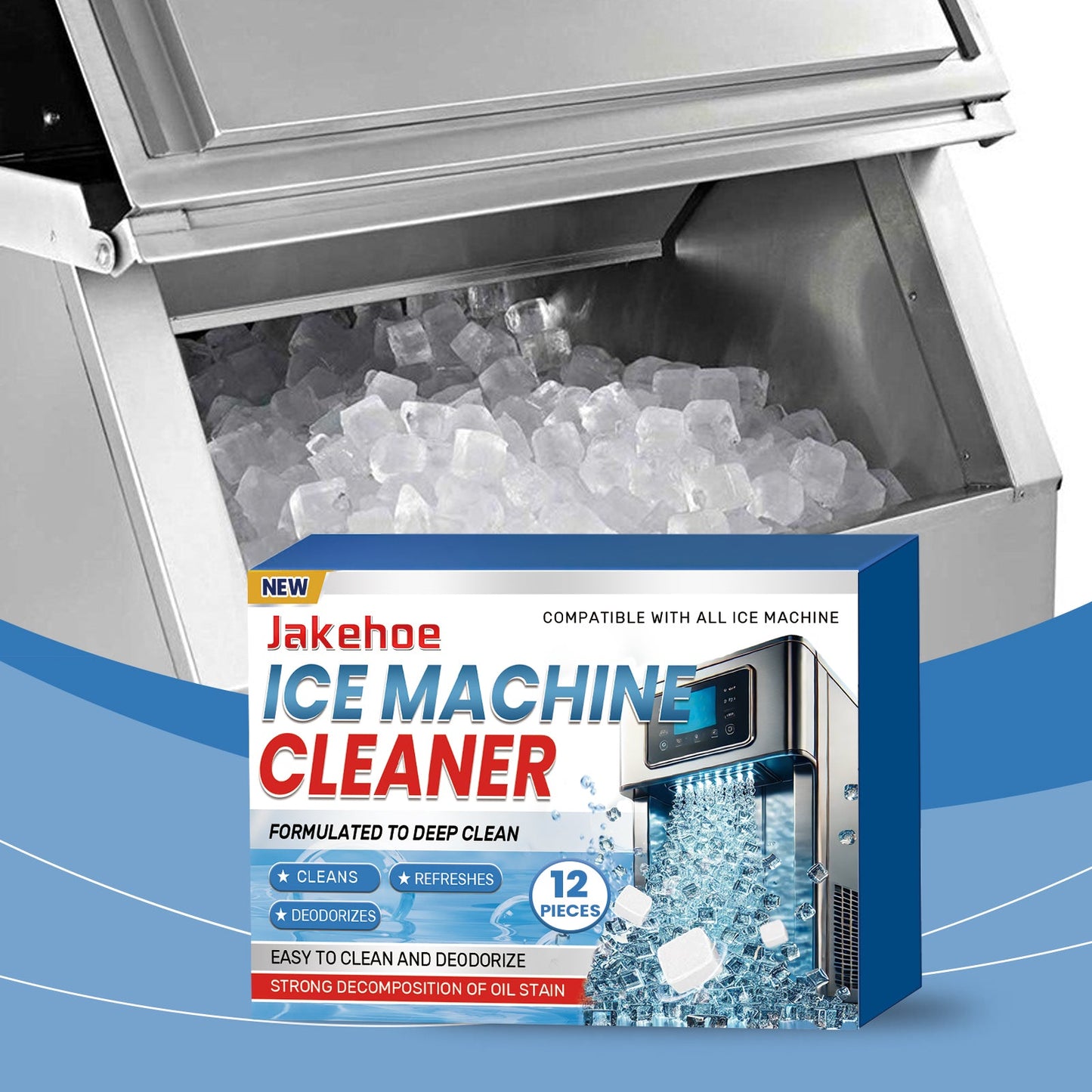 Jakehoe Ice Maker Cleaning Tablets Convenient and gentle household cleaning, descaling, deodorizing, and daily maintenance of ice makers