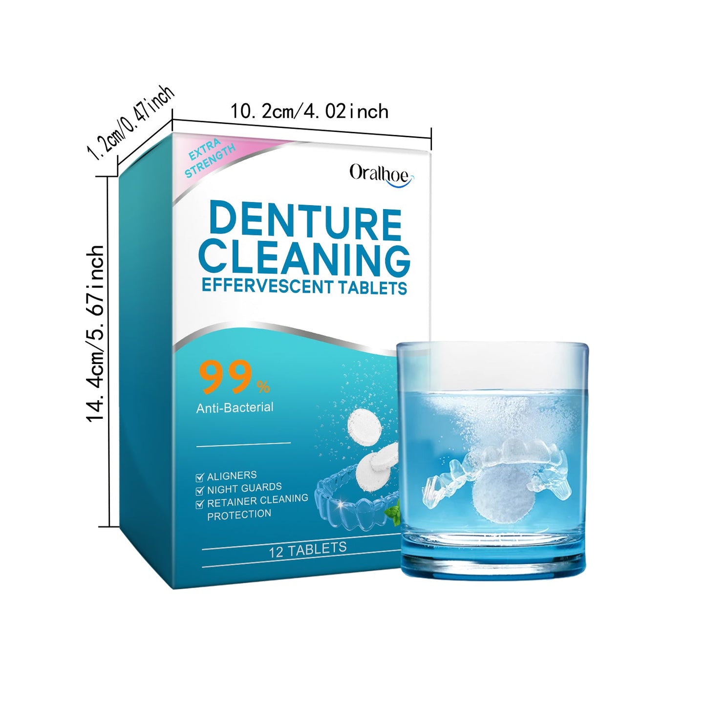 Oralhoe Denture cleaning effervescent tablets Gentle cleaning of denture stains, fresh and clean, daily portable effervescent tablets