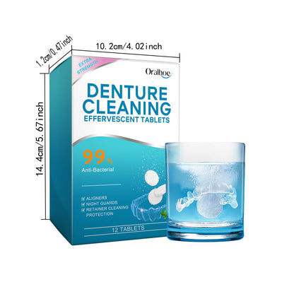 Oralhoe Denture cleaning effervescent tablets Gentle cleaning of denture stains, fresh and clean, daily portable effervescent tablets