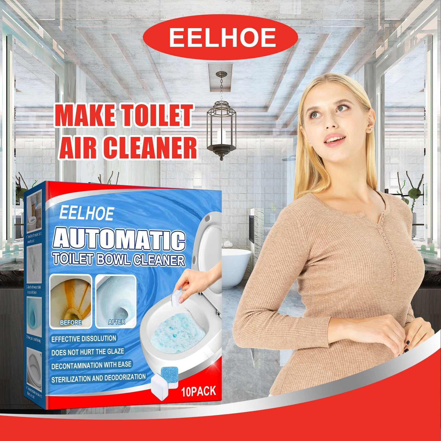 EELHOE Toilet cleaning tablets Toilet cleaning tablets for deodorizing, removing scale and urine stains, and fresh-smelling sink stain remover