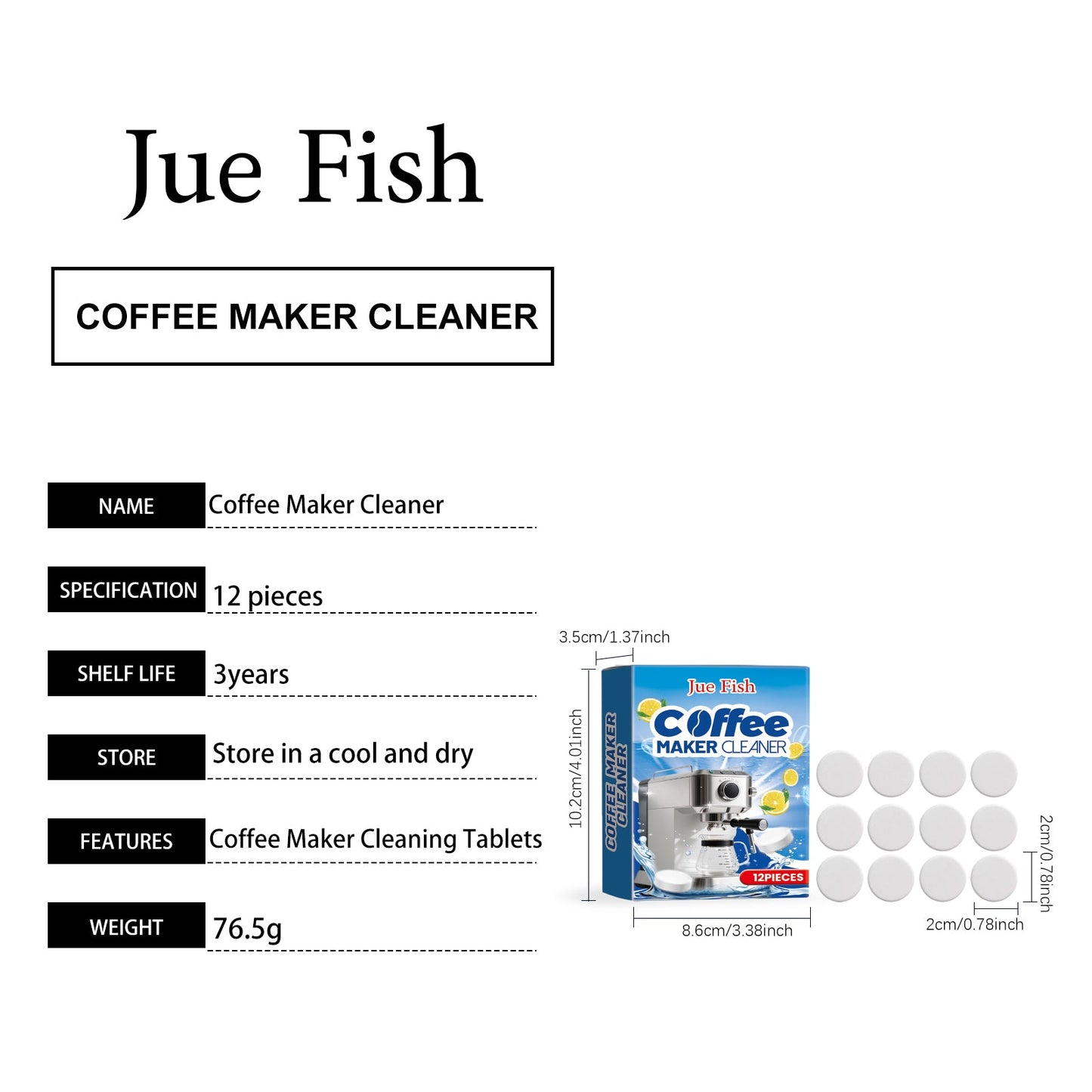 Jue Fish Coffee machine cleaning tablets Coffee machine stain removal filter cleaning tablets for household use