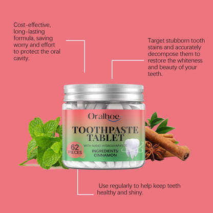 Oralhoe Cinnamon toothpaste tablets Gentle cleaning of dental stains, oral hygiene care, dental care toothpaste tablets
