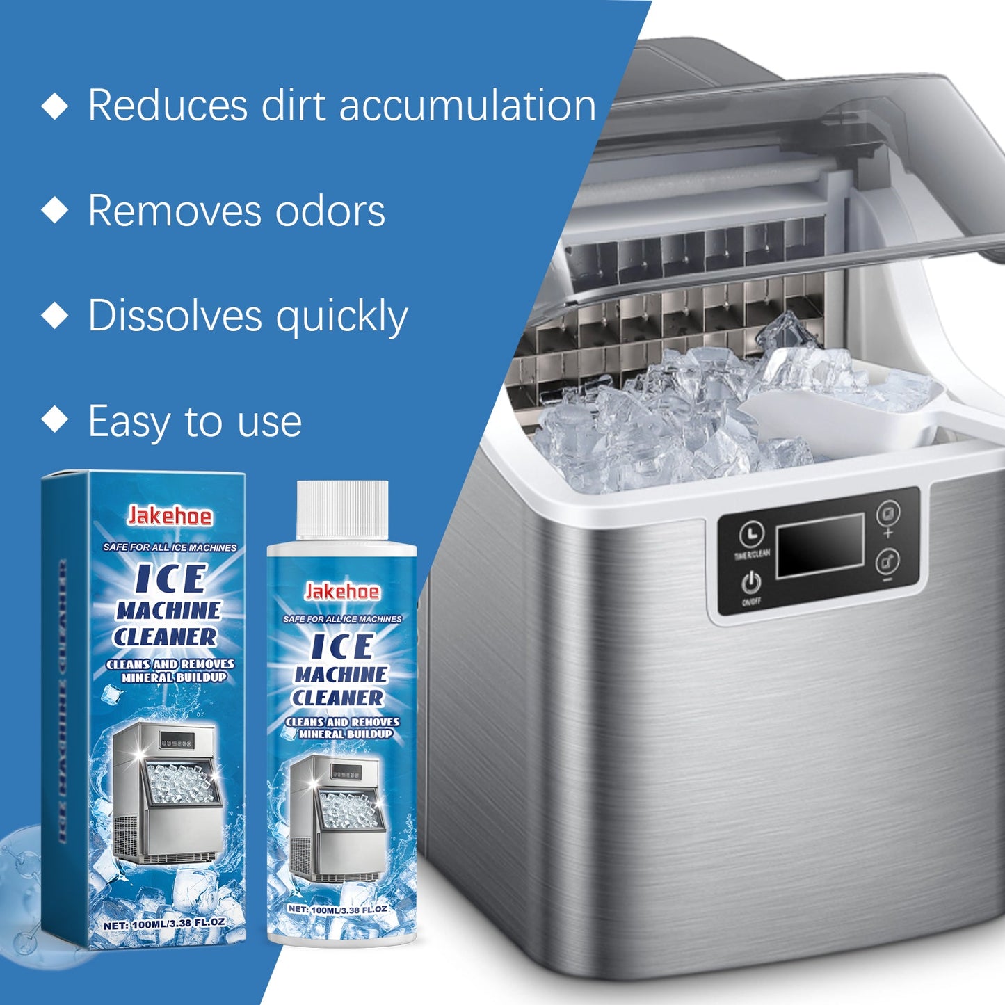 Jakehoe Ice Maker Cleaner Daily gentle cleaning, descaling, deodorizing, and decontamination care for ice maker cleaning
