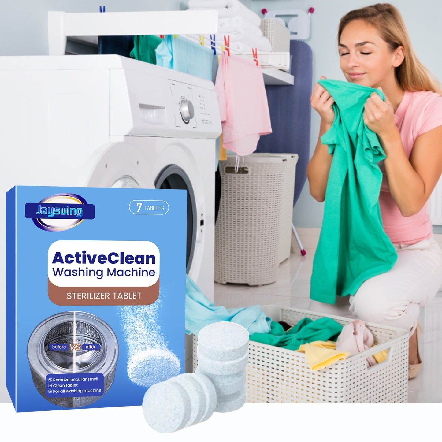 Jaysuing Washing machine cleaning tablets Automatic drum-type cleaning tablets for washing machine tanks to remove dirt and odors
