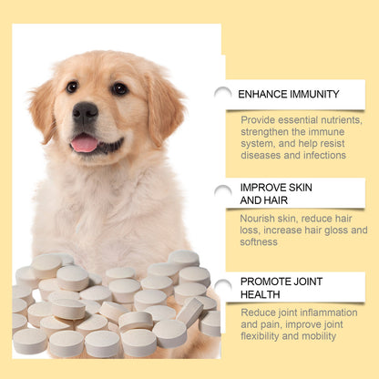 Yegbong Multivitamin Fish Oil Tablets for Dogs Pet dog hair care, moisturizes the skin, and protects pet health