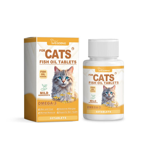 Yegbong Multivitamin Fish Oil Tablets for Cats Cat Care Vitamin Moisturizing Skin Fish Oil Supplement Tablets