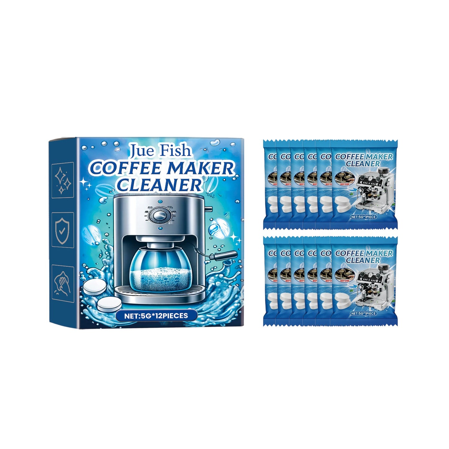 Jue-Fish Coffee machine cleaning tablets Cleaning and descaling the coffee machine filter to maintain and clean it from dirt