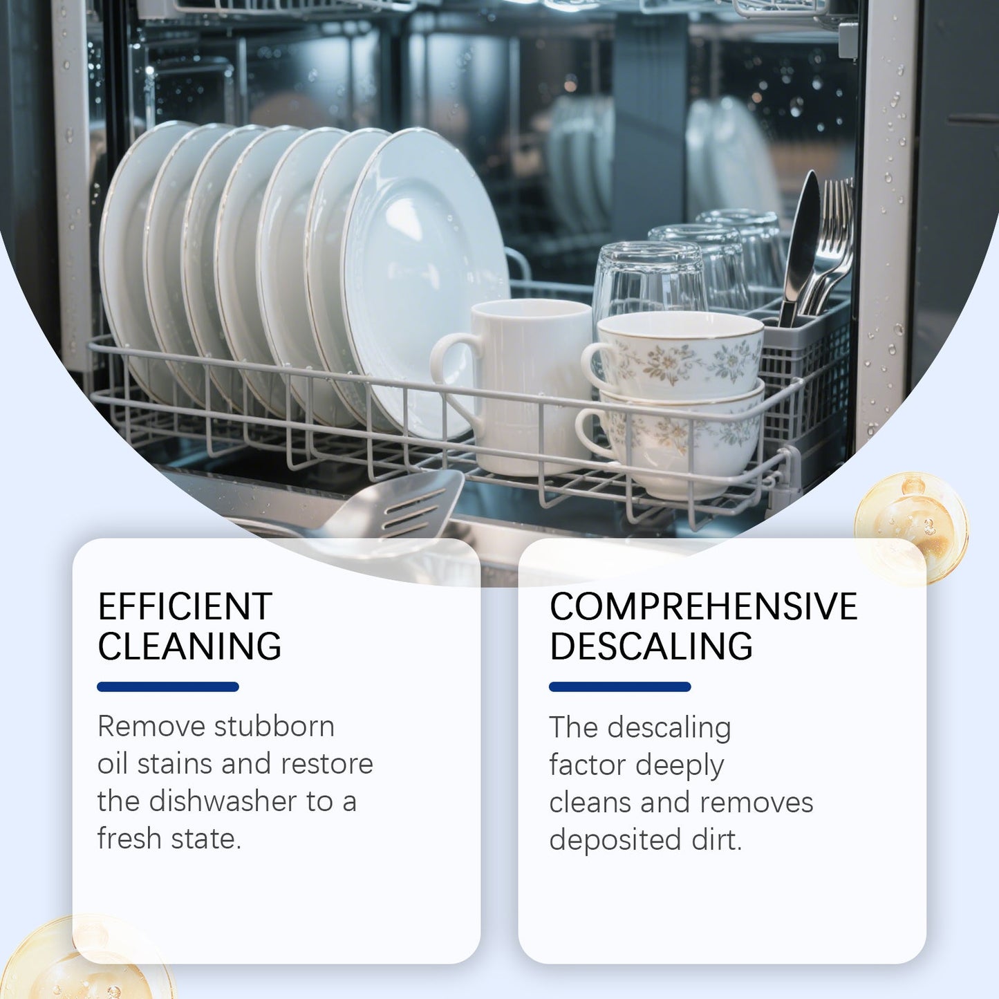 Jue Fish Dishwasher degreasing cleaning tablets Removes grease and reduces scale, keeps dishes clean, for household cleaning