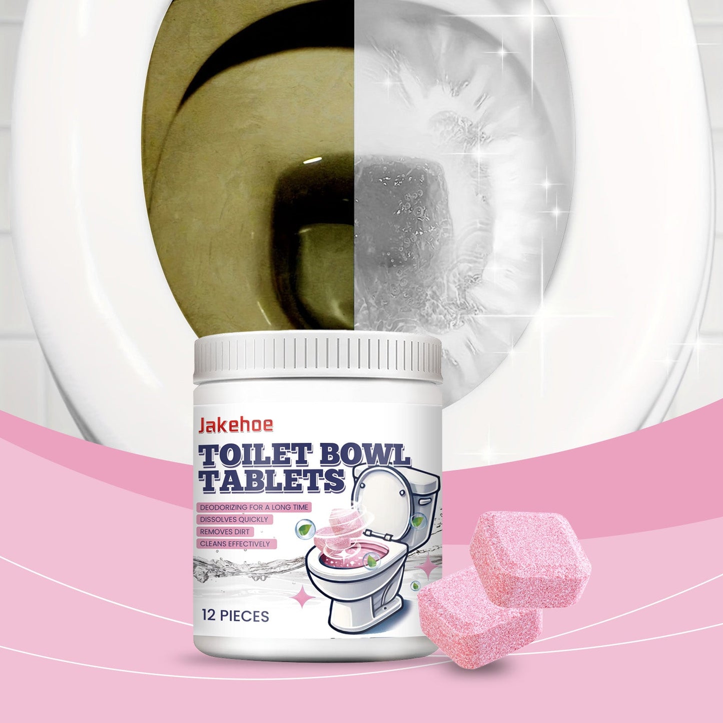 Jakehoe Toilet cleaning effervescent tablets Household toilet cleaning tablets for removing dirt and stains from toilets